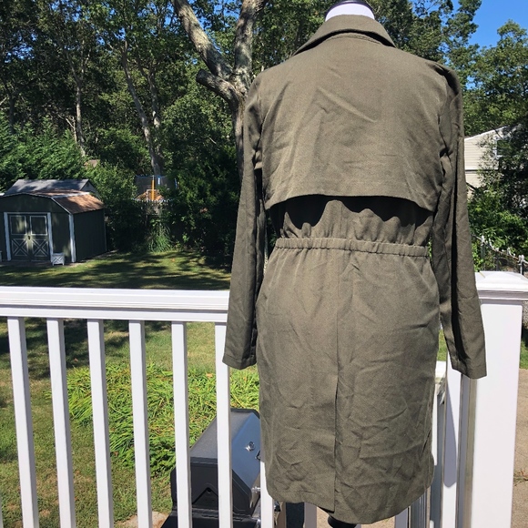 NWOT JUSTFAB Olive Green Trench Coat - Picture 5 of 6